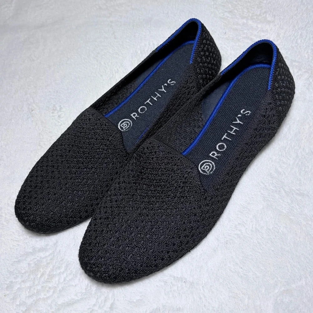 Rothy's Black and Blue Women’s flat Loafers Shoes Sz 9.5